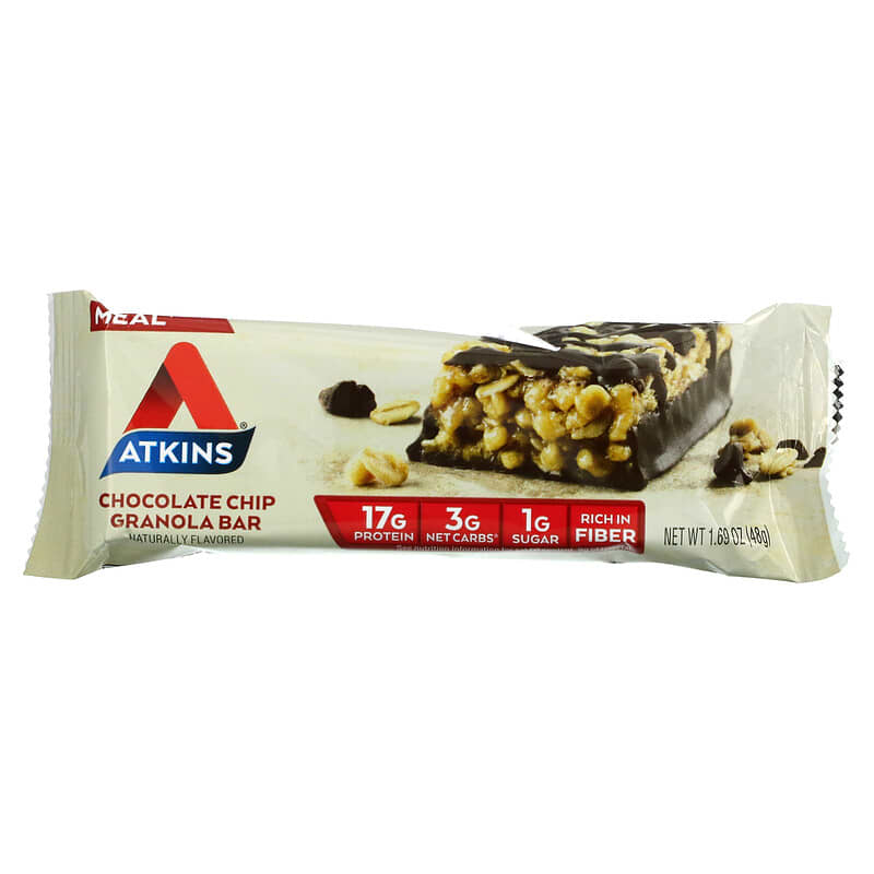 Atkins, Chocolate Chip Granola Bar, 5 Bars, 1.69 oz (48 g) Each