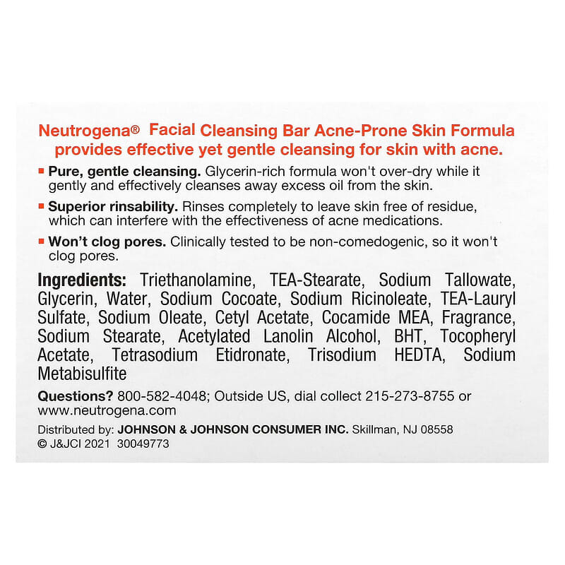 Neutrogena, The Transparent Facial Bar, Acne Prone Skin, 3.5 oz (99 g)