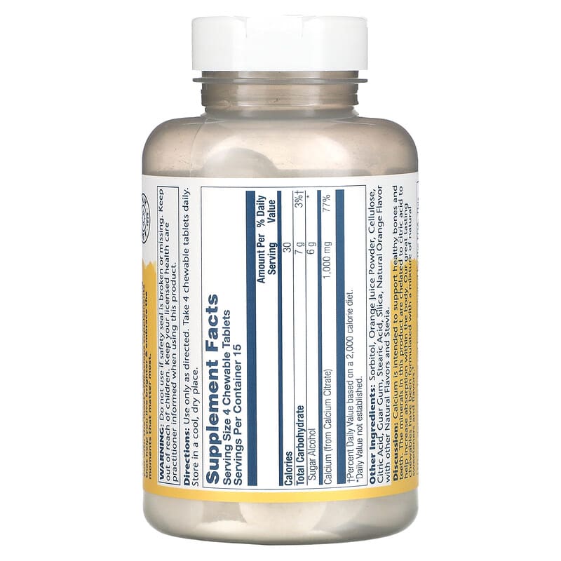 Solaray, Calcium Citrate, Natural Orange, 250 mg, 60 Chewables