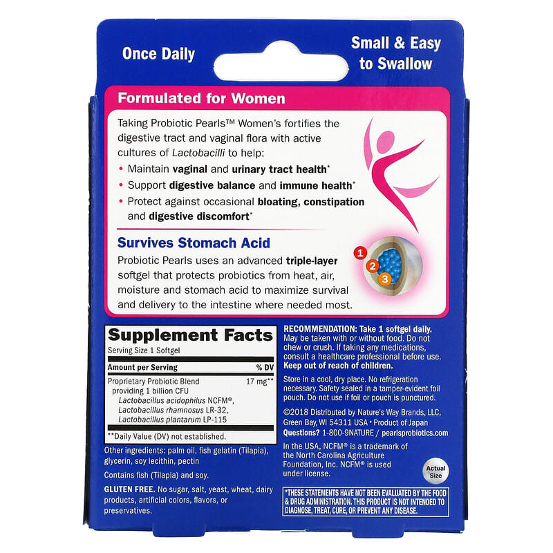 Nature's Way, Probiotic Pearls Women's, Vaginal & Digestive Health, 30 Softgels