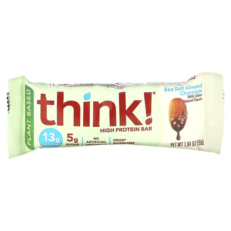 Think !, High Protein Bars, Sea Salt Almond Chocolate, 10 Bars, 1.94 oz (55 g) Each