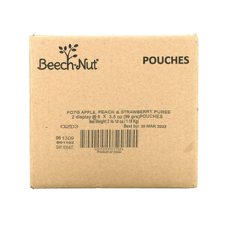 Beech-Nut, Fruities, 6+ Months, Apple, Peach & Strawberries, 12 Pouches, 3.5 oz (99 g) Each