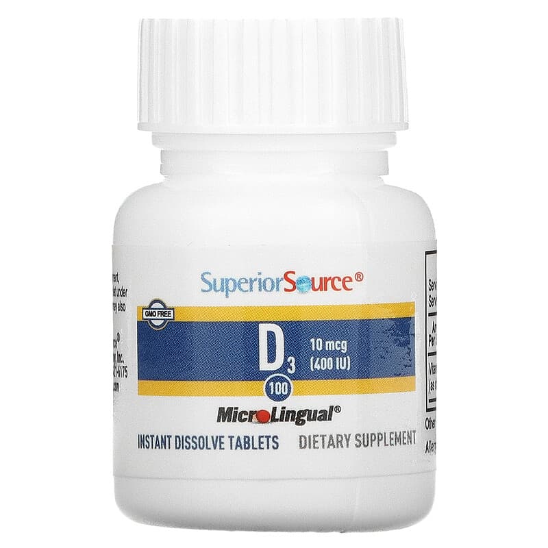 Superior Source, D3, 10 mcg (400 IU), 100 MicroLingual Instant Dissolve Tablets