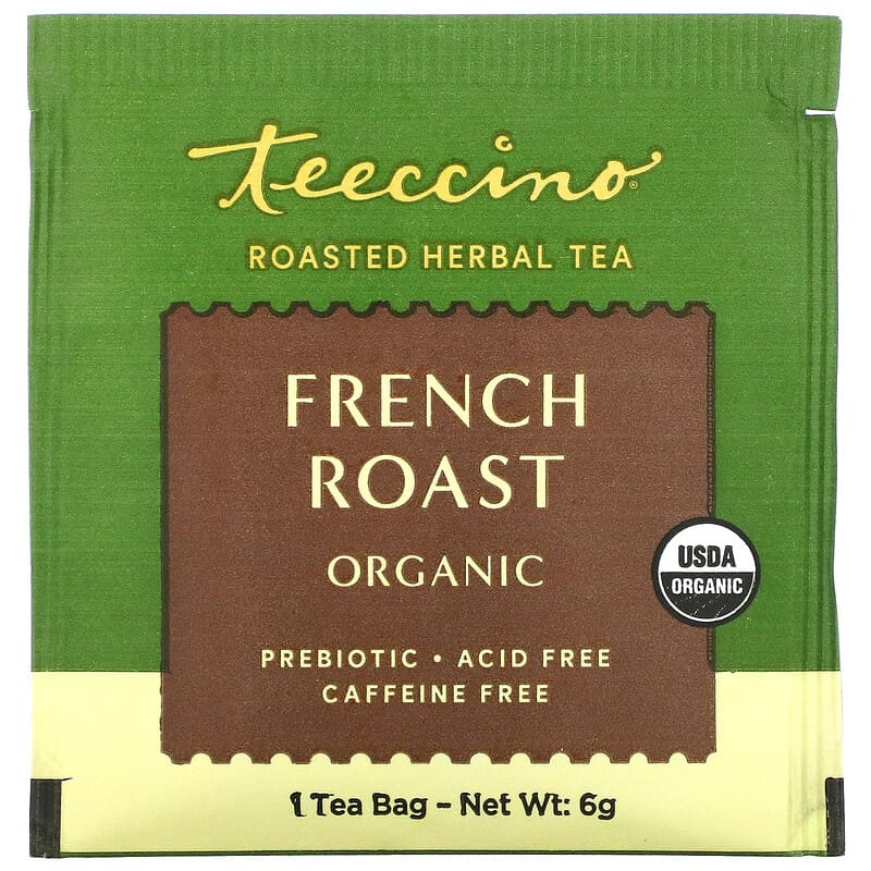 Teeccino, Organic Roasted Herbal Tea, French Roast, Caffeine Free, 25 Tea Bags, 5.3 oz (150 g)