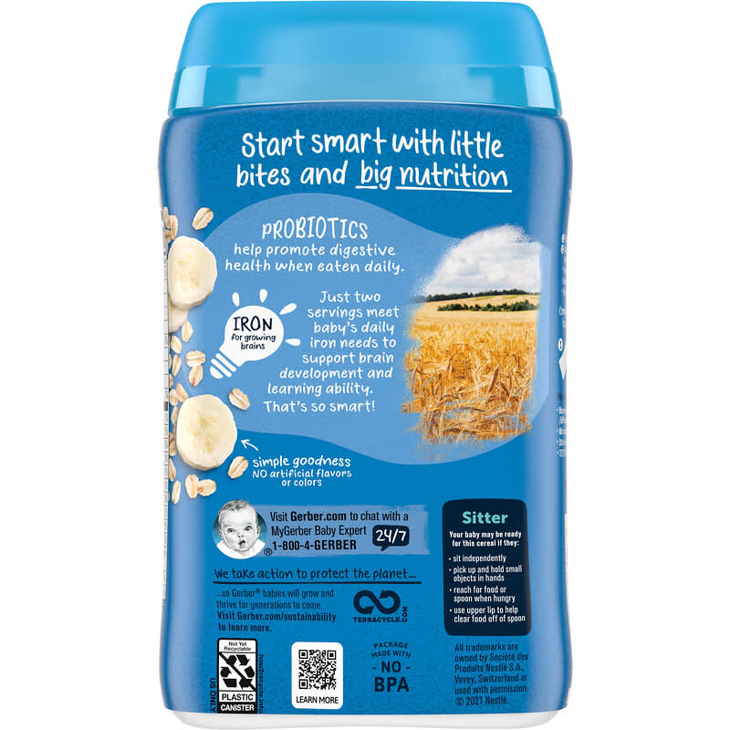 Gerber, Cereal for Baby, 2nd Foods, Probiotic Oatmeal Banana, 8 oz (227 g)