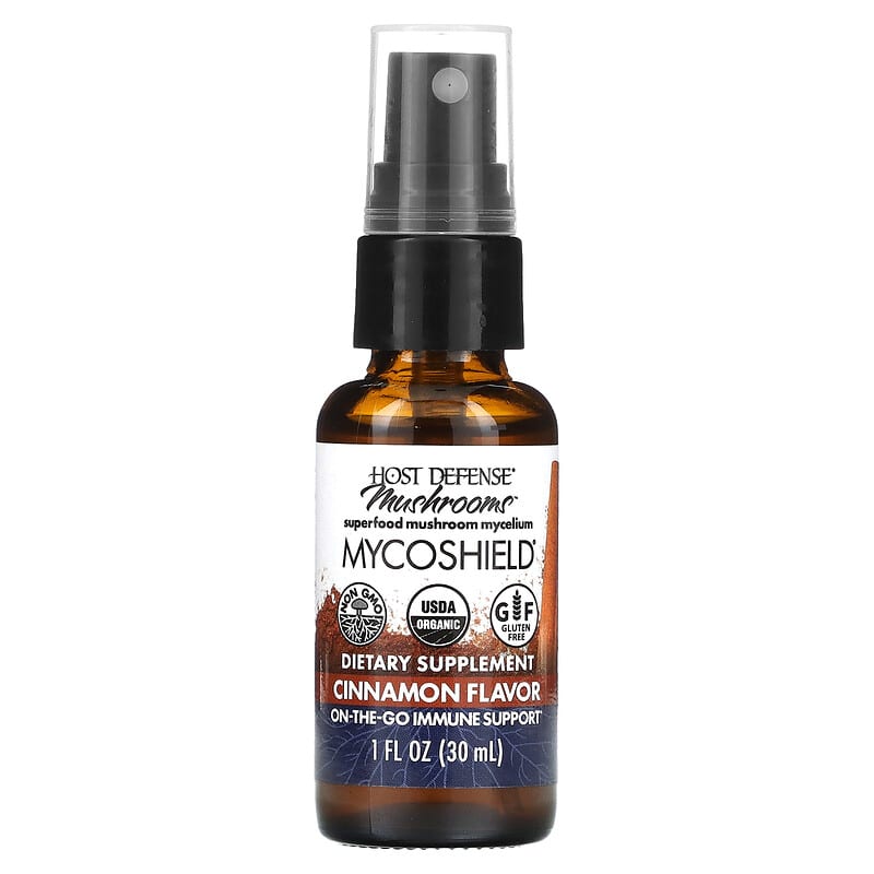 Fungi Perfecti Host Defense, Mushrooms, MycoShield Spray, Cinnamon, 1 fl oz (30 ml)