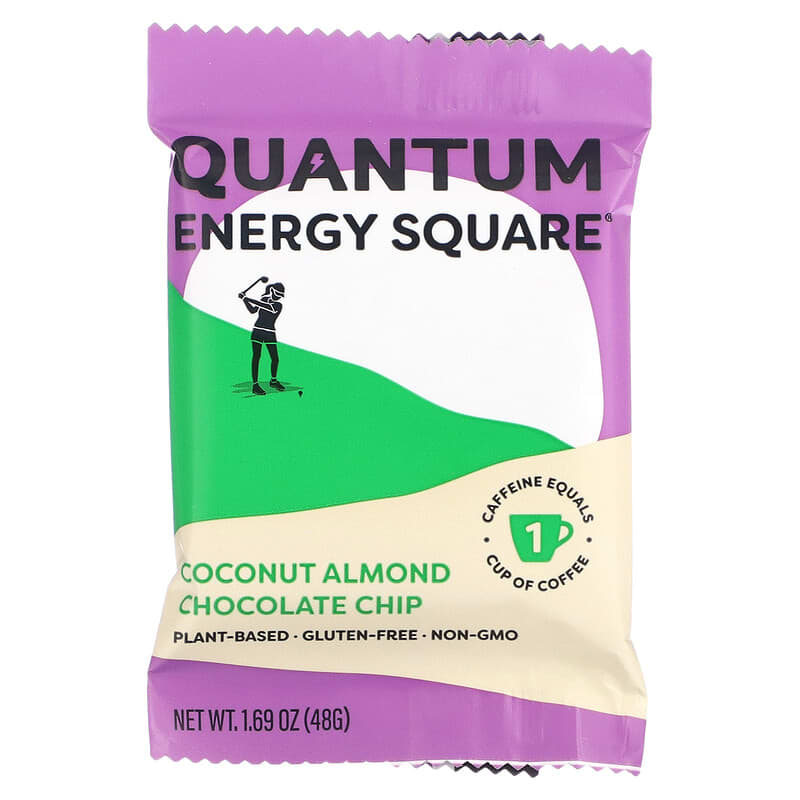 Quantum Energy Square, Coconut Almond Chocolate Chip, 8 Squares, 1.69 oz (48 g) Each