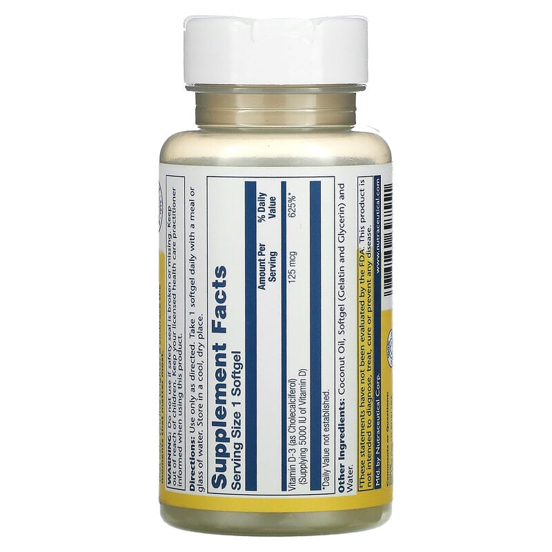 Solaray, Super Bio Vitamin D-3, 125 mcg, 120 Softgels