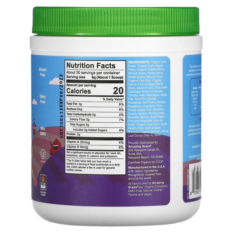 Amazing Grass, Kidz Superfood Blend, Berry Blast, 6.35 oz (180 g)