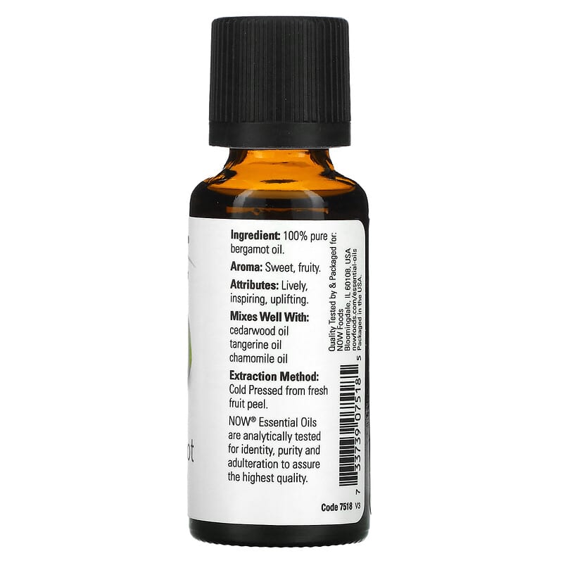 NOW Foods, Essential Oils, Bergamot, 1 fl oz (30 ml)