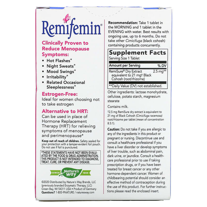 Nature's Way, Remifemin, Menopause Relief, 120 Tablets