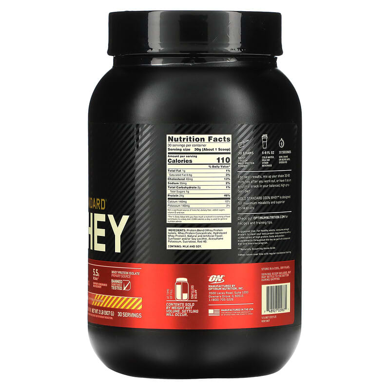 Optimum Nutrition, Gold Standard 100% Whey, Strawberry Banana, 2 lb (907 g)