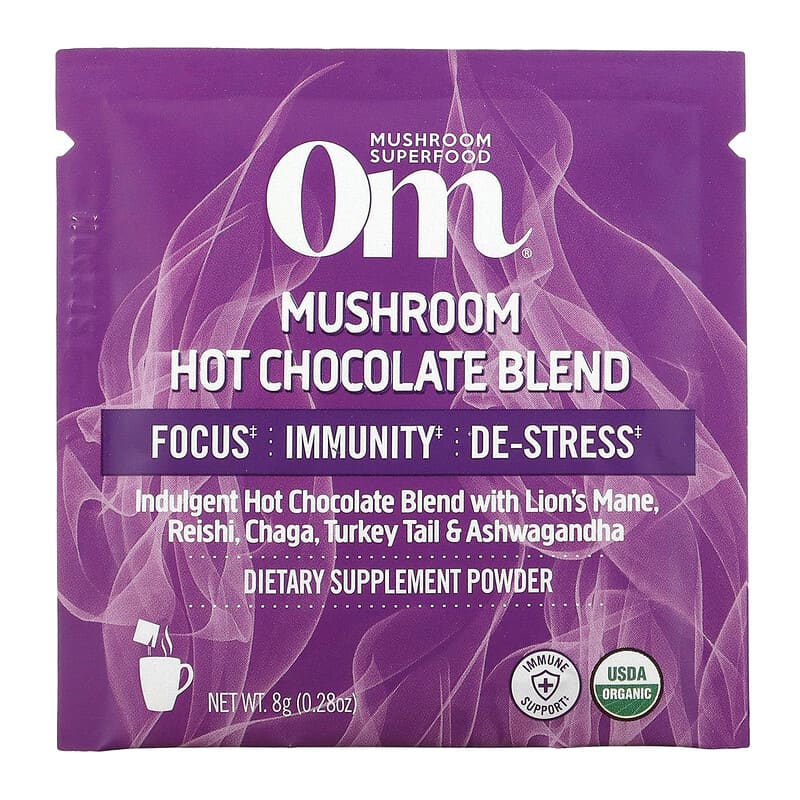 Om Mushrooms, Mushroom Hot Chocolate Blend, 10 Packets, 0.28 oz (8 g) Each