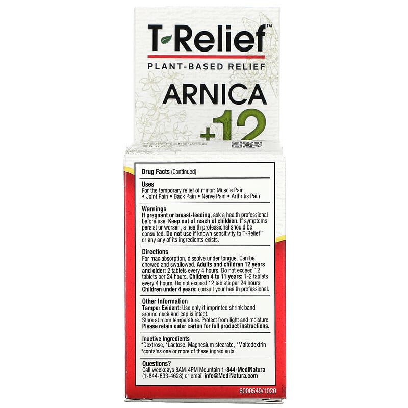 MediNatura, T-Relief, Arnica +12, Extra Strength, 100 Tablets