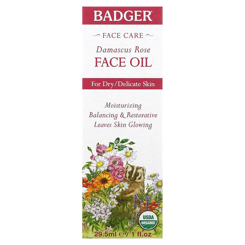 Badger Company, Damascus Rose Face Oil, 1 fl oz (29.5 ml)