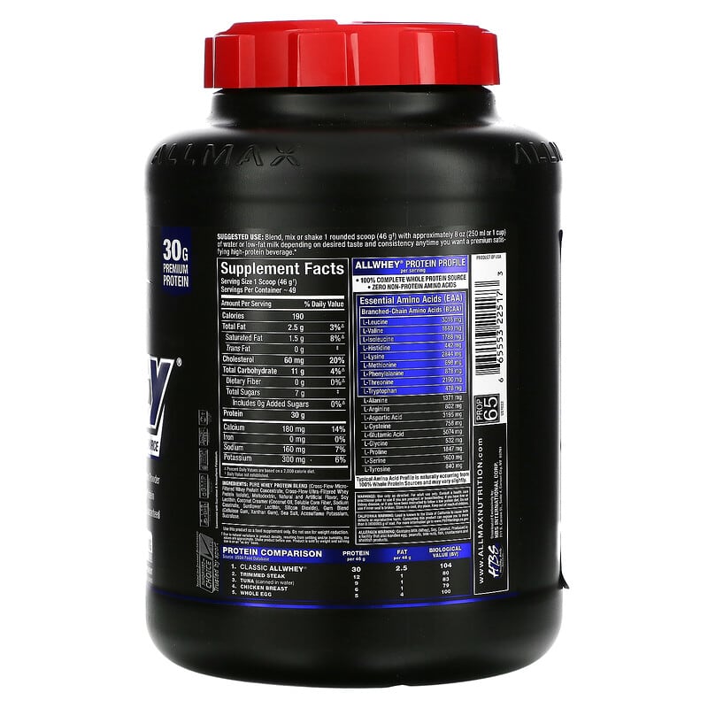 ALLMAX, Classic AllWhey, 100% Whey Protein, Vanilla, 5 lbs (2.27 kg)