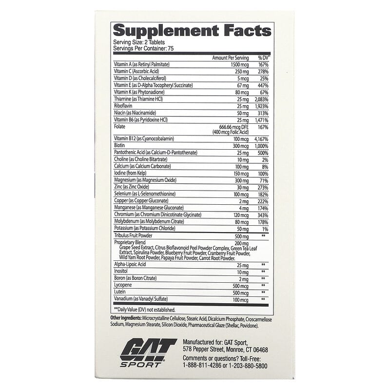 GAT, Mens Multi + Test, 150 Tablets