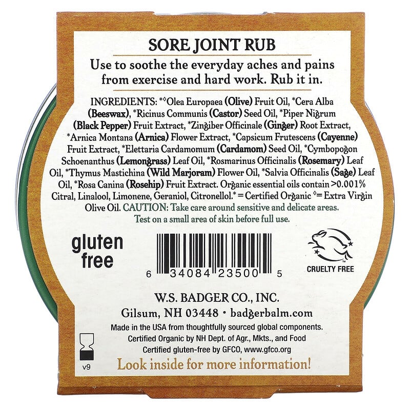 Badger Company, Sore Joint Rub, Arnica Blend, 2 oz (56 g)