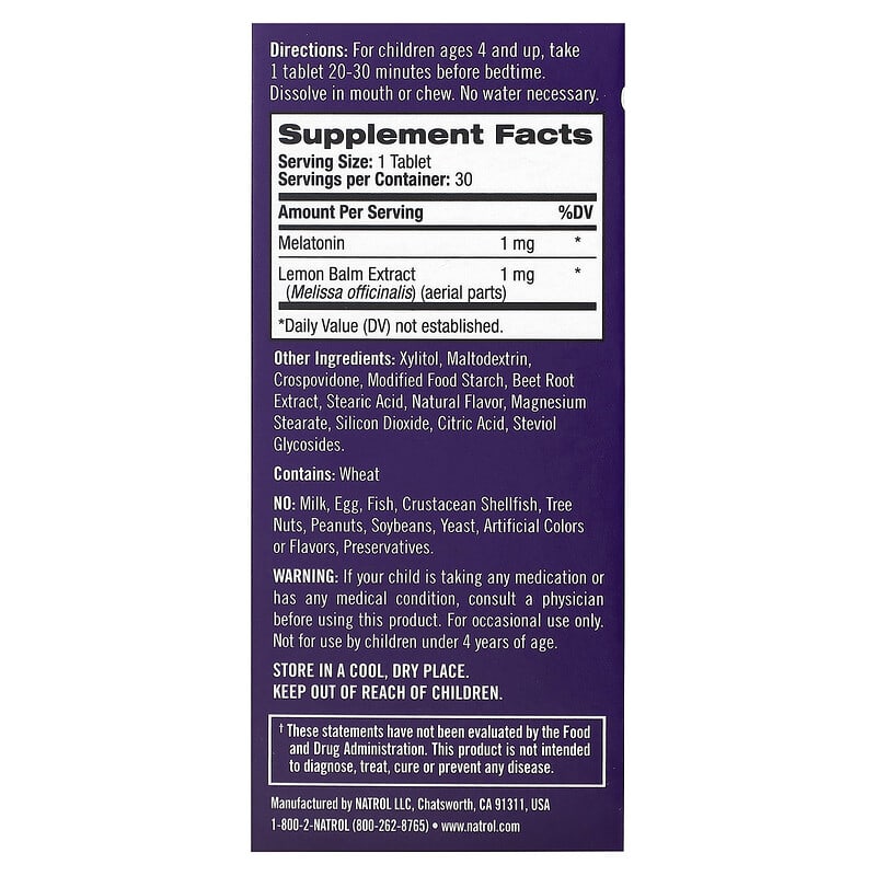 Natrol, Kids, Melatonin, Fast Dissolve, Ages 4 & Up, Strawberry, 30 Tablets