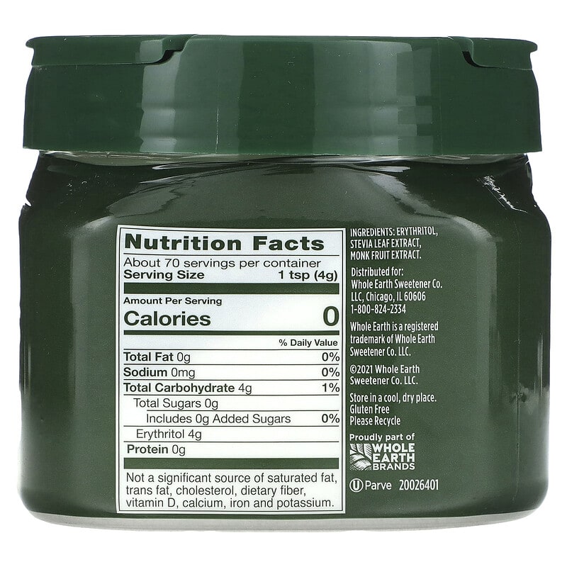 Whole Earth, Stevia Leaf & Monk Fruit With Erythritol, 9.8 oz (280 g)