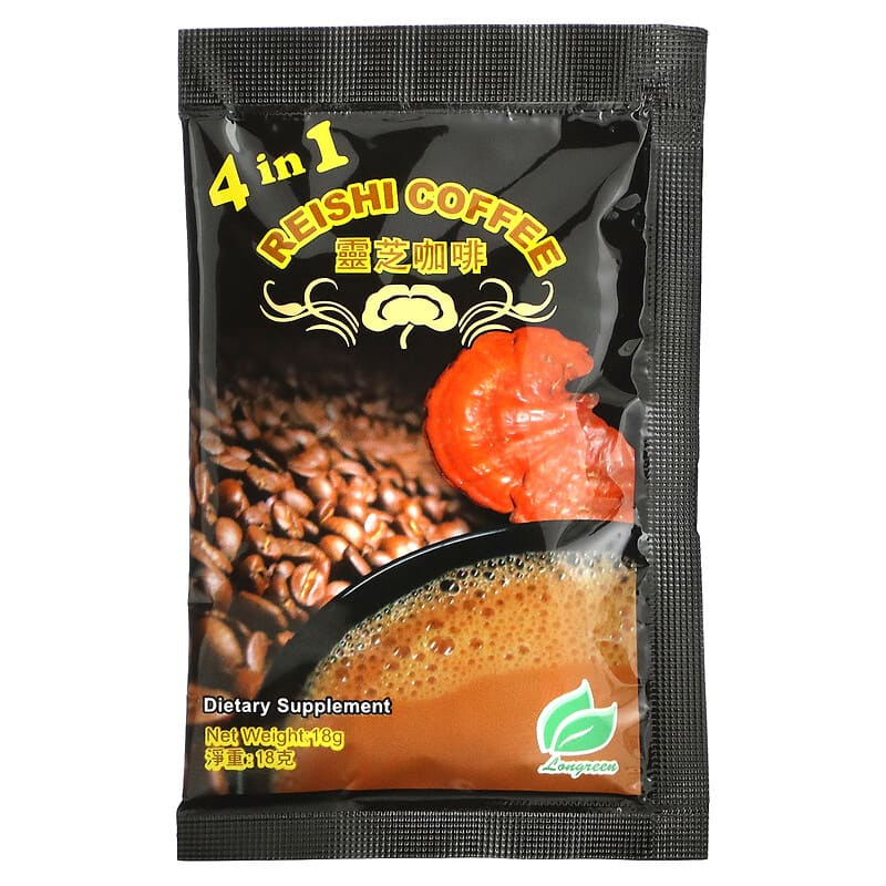 Longreen Corporation, 4 in 1 Reishi Coffee, 10 Sachets, 6.35 oz (180 g)