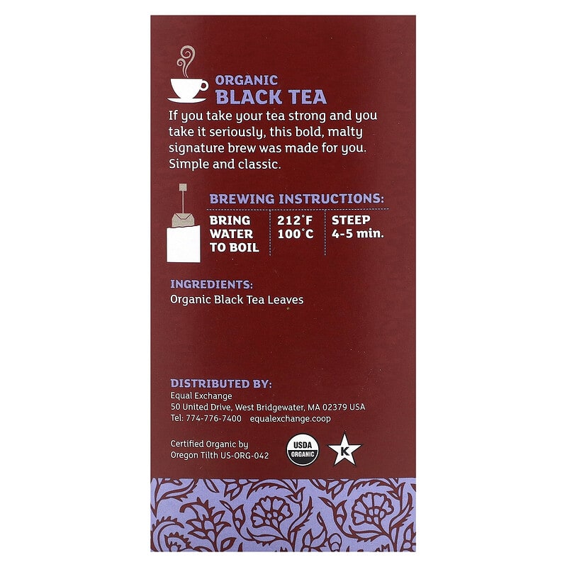 Equal Exchange, Organic Black Tea, 20 Tea Bags, 1.41 oz (40 g)