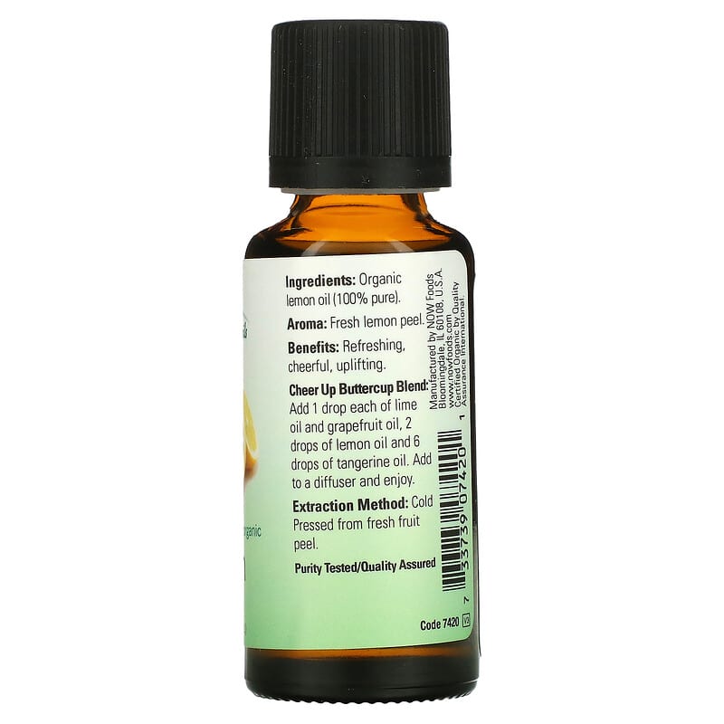 NOW Foods, Organic Essential Oils, Lemon, 1 fl oz (30 ml)