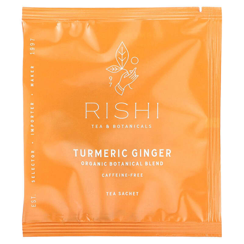 Rishi Tea, Organic Botanical Blend, Turmeric Ginger, Caffeine-Free, 15 Sachets, 1.64 oz (46.5 g)