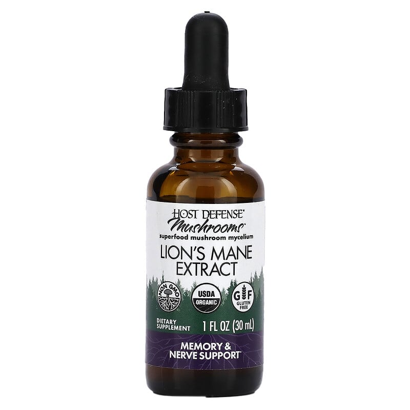 Fungi Perfecti Host Defense, Mushrooms, Lion's Mane Extract, 1 fl oz (30 ml)