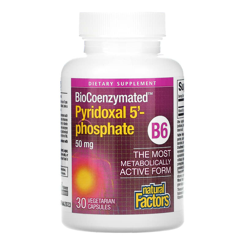 Natural Factors, BioCoenzymated, B6, Pyridoxal 5'-Phosphate, 50 mg, 30 Vegetarian Capsules