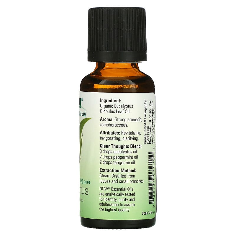 NOW Foods, Organic Essential Oils, Eucalyptus, 1 fl oz (30 ml)