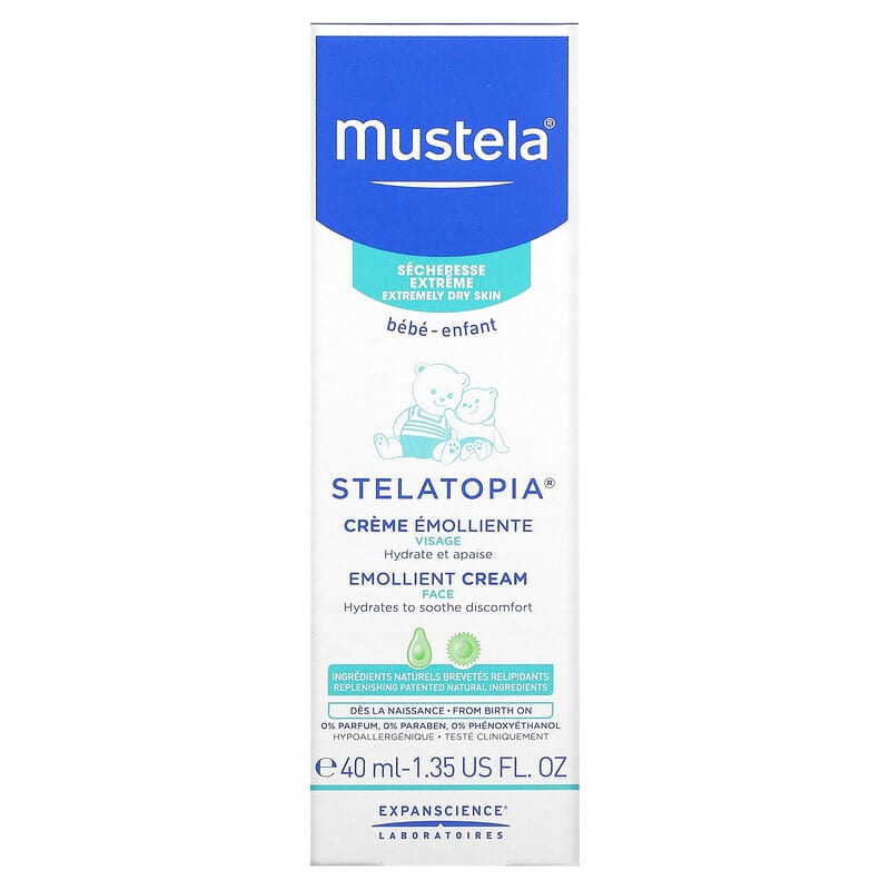 Mustela, Baby, Stelatopia Emollient Face Cream, 1.35 fl oz (40 ml)