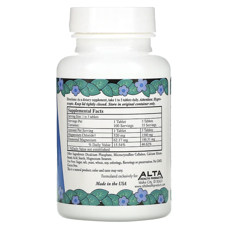 Alta Health, Magnesium Chloride, 100 Tablets