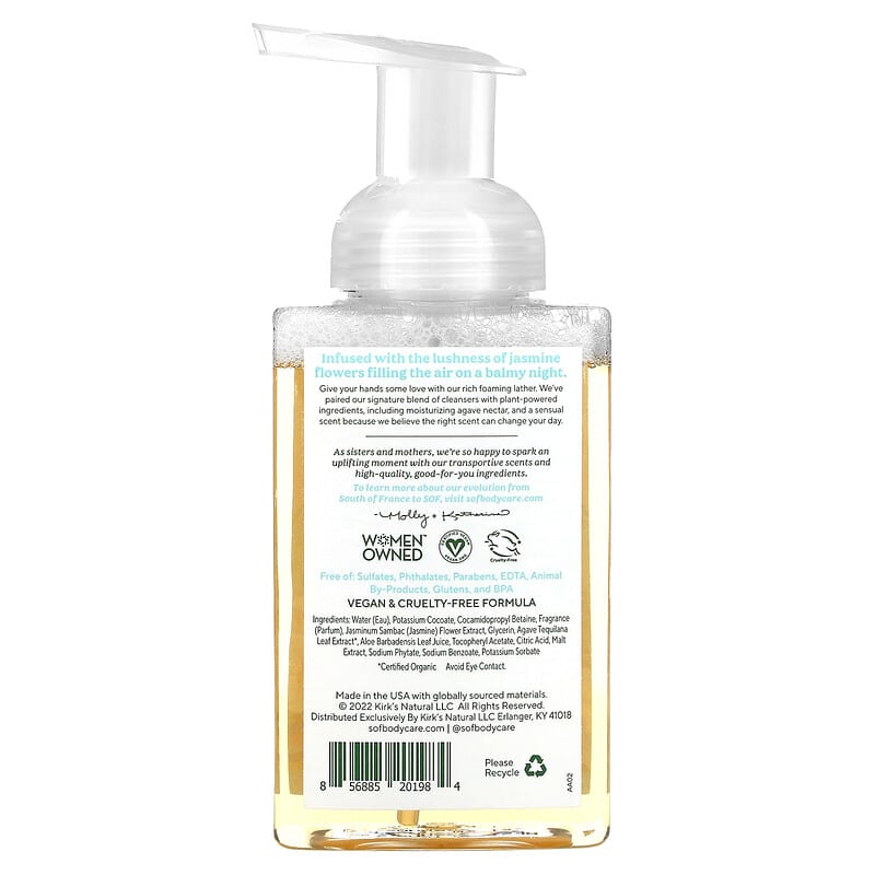 SoF, Hydrating Foaming Hand Wash with Agave Nectar, Blooming Jasmine, 8 fl oz (236 ml)