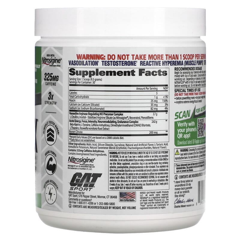 GAT, Sport, NITRAFLEX, Green Apple, 10.1 oz (285 g)