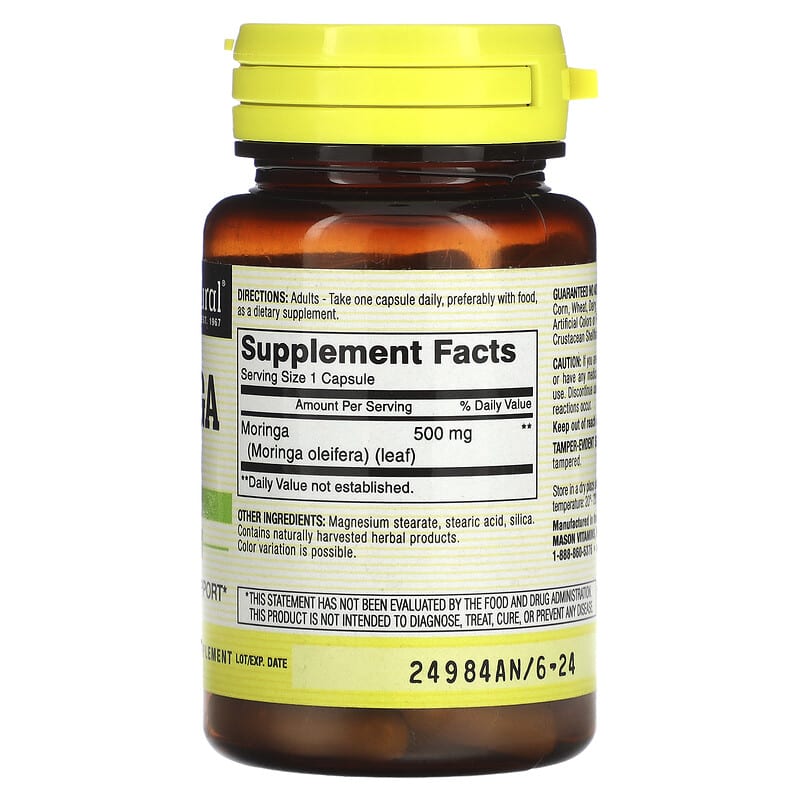 Mason Natural, Whole Herb Moringa, 500 mg, 60 Capsules