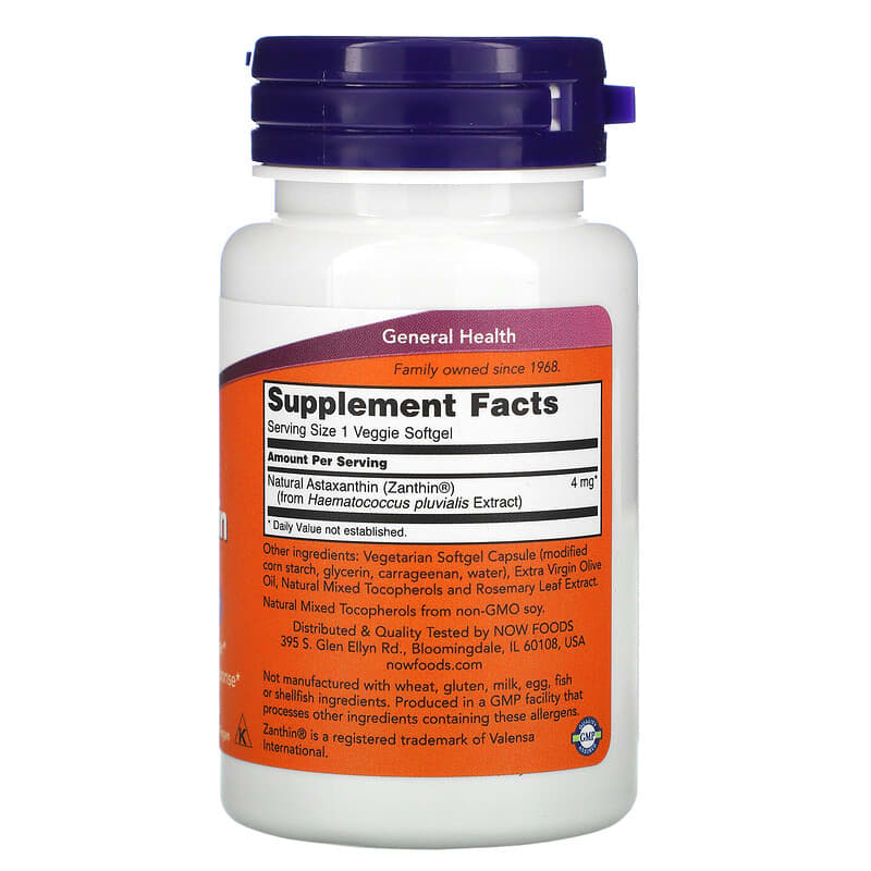 NOW Foods, Astaxanthin, 4 mg, 60 Veggie Softgels