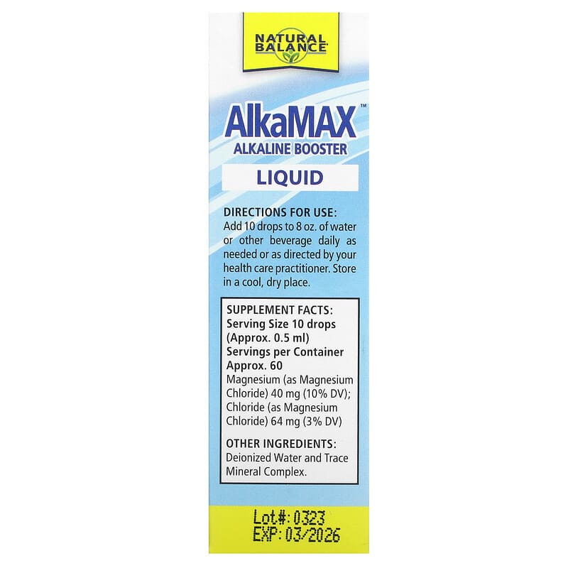 Natural Balance, AlkaMAX, Alkaline Booster, Unflavored, 1 fl oz (30 ml)