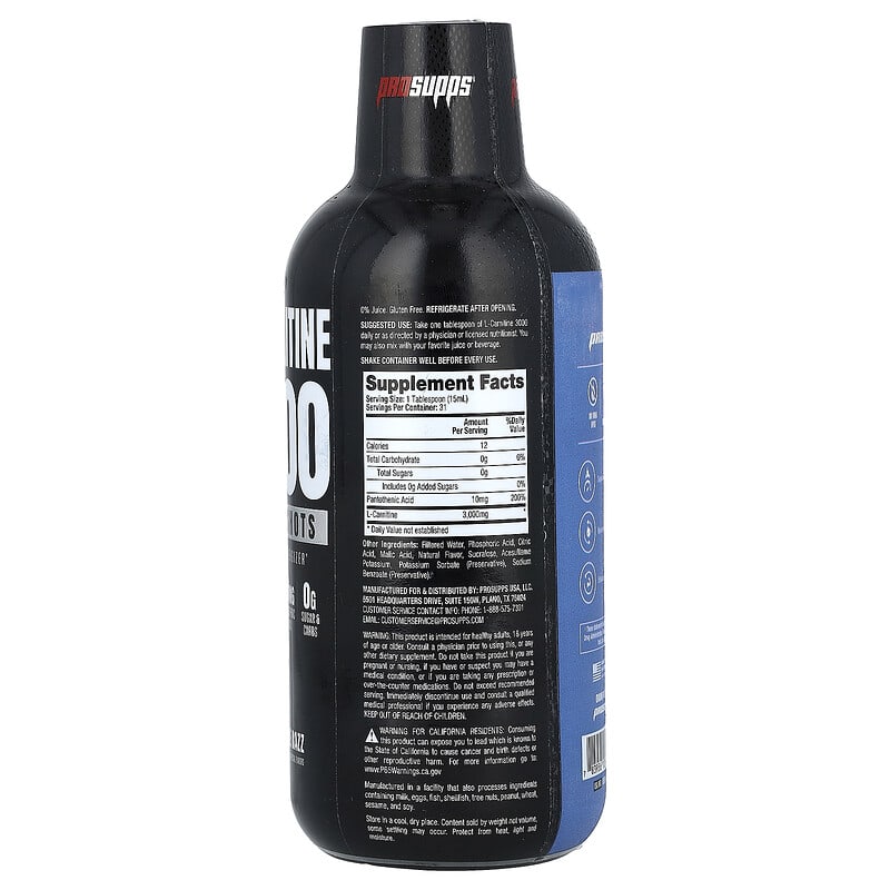 ProSupps, L-Carnitine 3000 Liquid Shots, Blue Razz, 16 fl oz (473 ml)