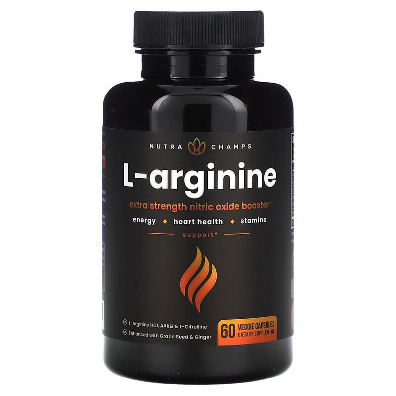 NutraChamps, L-Arginine, 60 Easy-to-Swallow Veggie Capsules