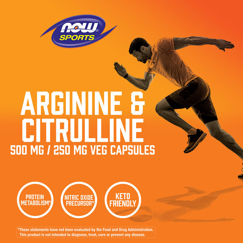 NOW Foods, Sports, Arginine & Citrulline, 120 Veg Capsules