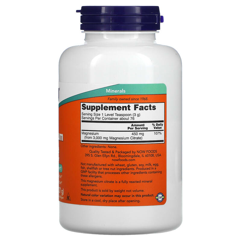 NOW Foods, Magnesium Citrate Pure Powder, 8 oz (227 g)