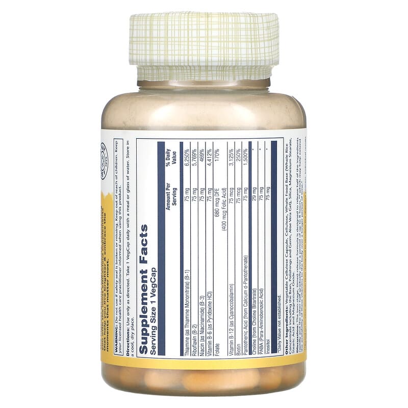 Solaray, Vitamin B-Complex 75, Timed-Release, 100 VegCaps