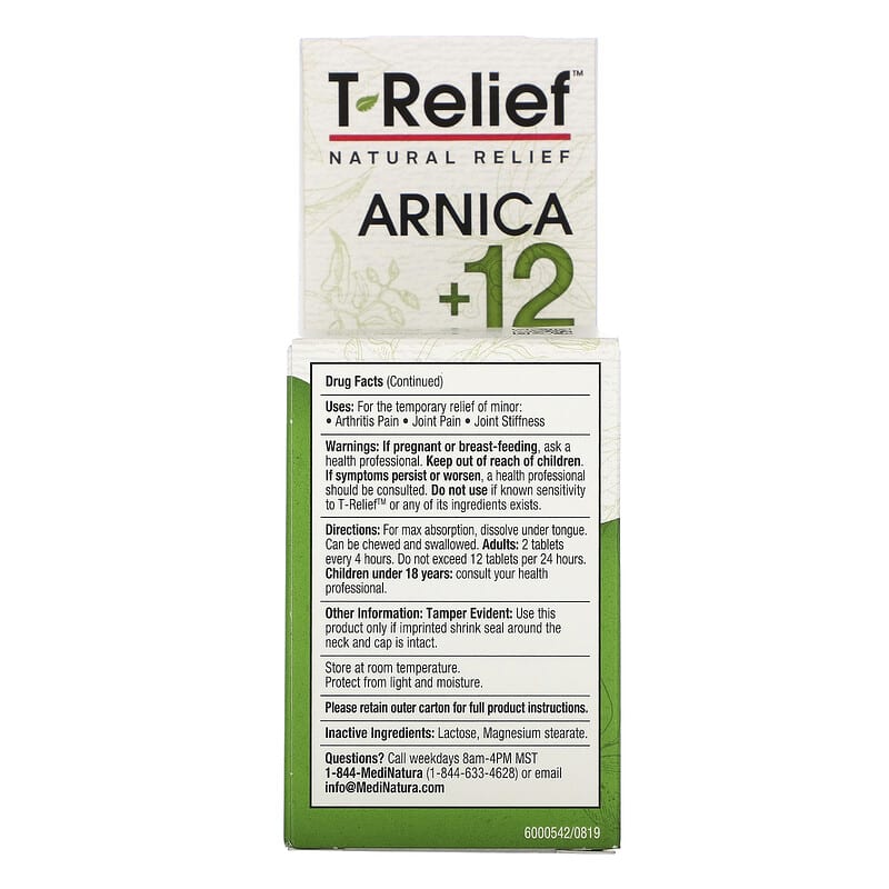 MediNatura, T-Relief, Arnica +12, Arthritis Pain Relief, 100 Tablets