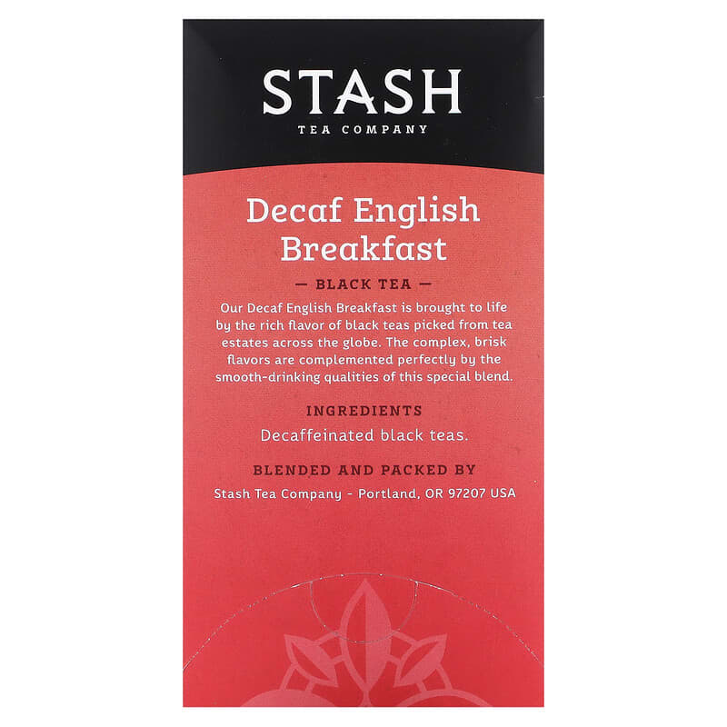 Stash Tea, Black Tea, Decaf, English Breakfast, 18 Tea Bags, 1.2 oz (36 g)