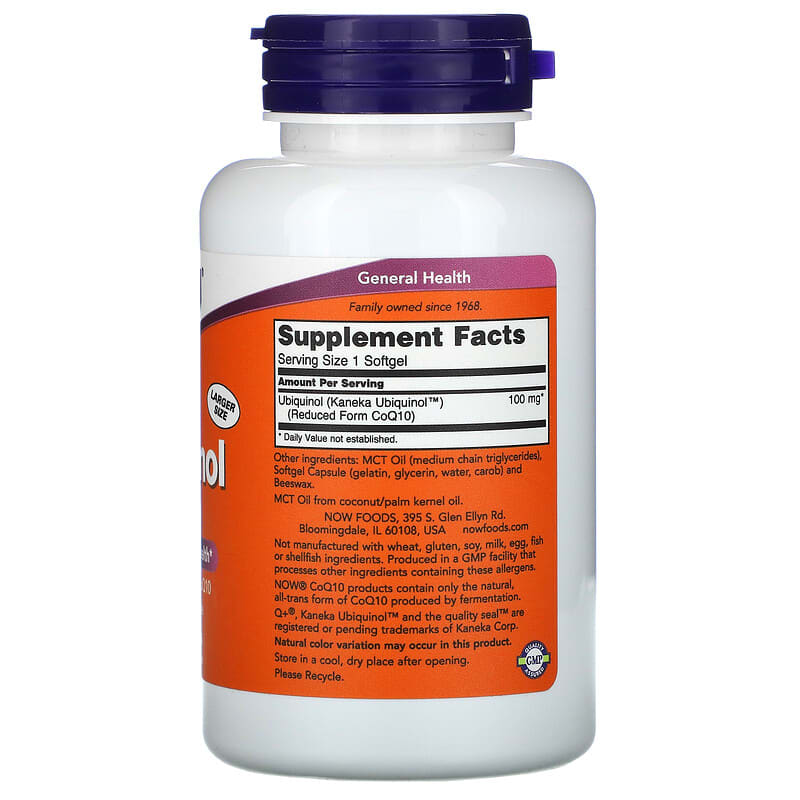 NOW Foods, Ubiquinol, 100 mg, 120 Softgels