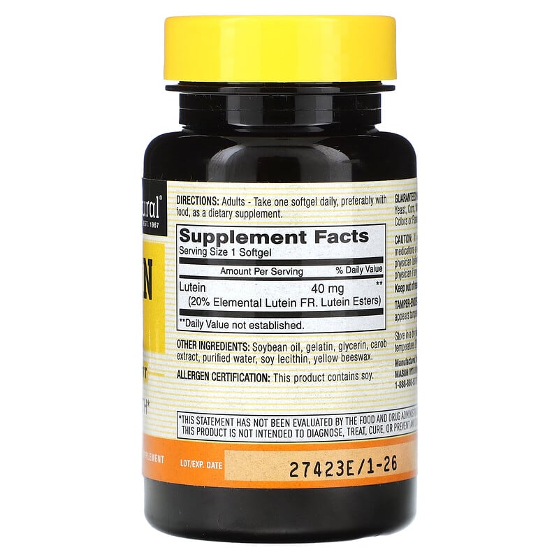 Mason Natural, Lutein, 40 mg, 30 Softgels