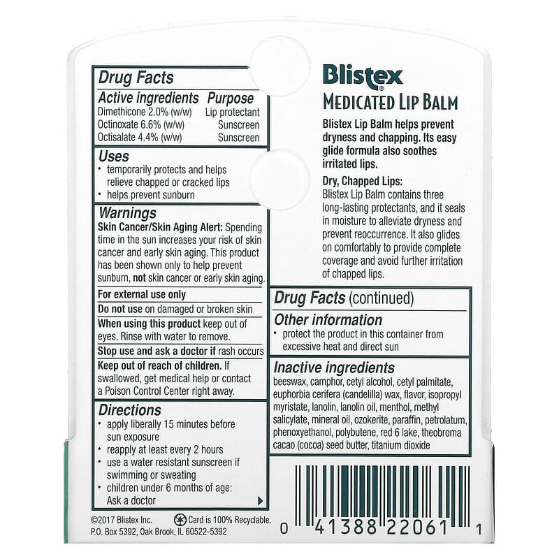 Blistex, Medicated Lip Protectant/Sunscreen, SPF 15, 0.15 oz (4.25 g)