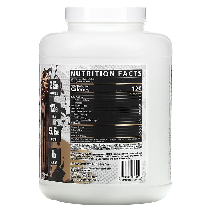 Nutrex Research, IsoFit, Chocolate Shake, 5.1 lbs (2,317 g)