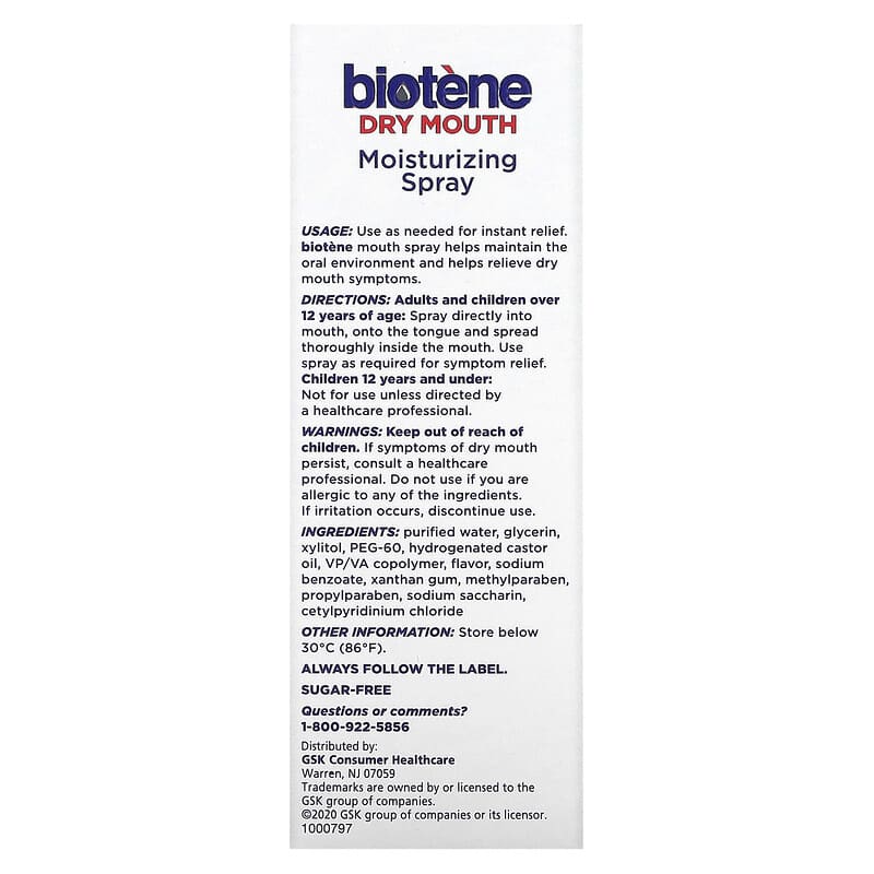 Biotene Dental Products, Dry Mouth Moisturizing Spray, Gentle Mint, 1.5 fl oz (44.3 ml)